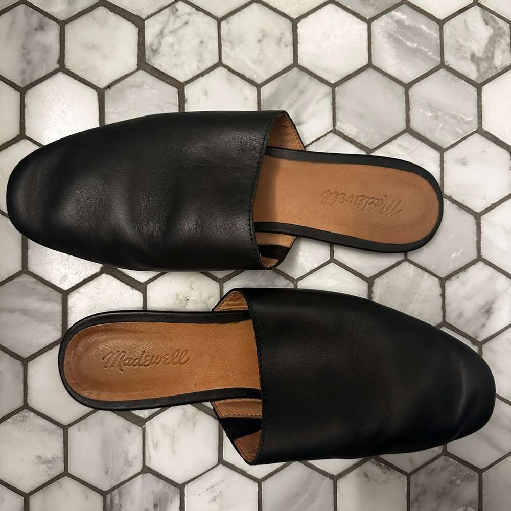Madewell Black Leather Mules
